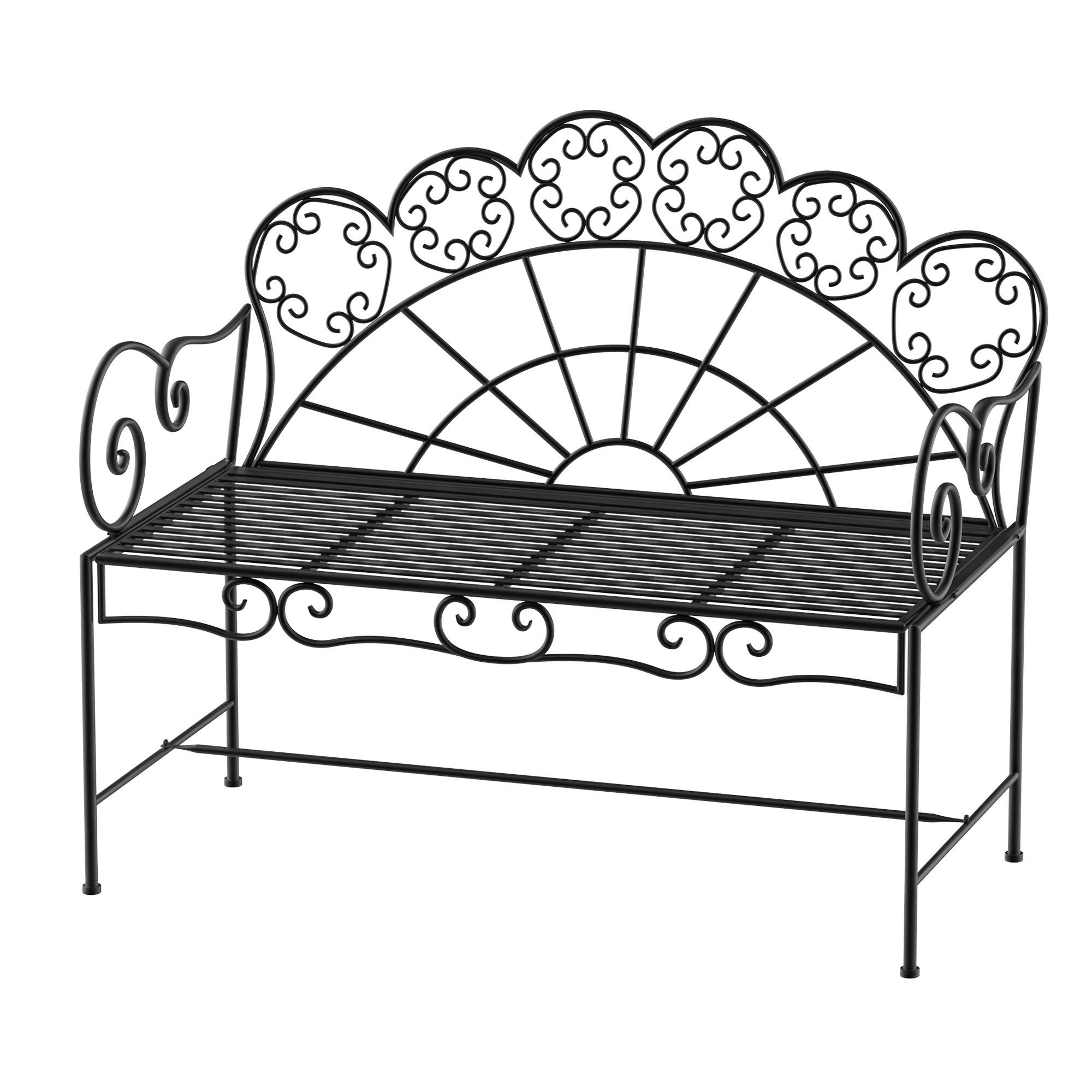 GARTENBANK 2-Sitzer DE-08297 robust & rostfrei Schwarz - Schwarz, Metall (107/92/55.5cm) - ComfortXL