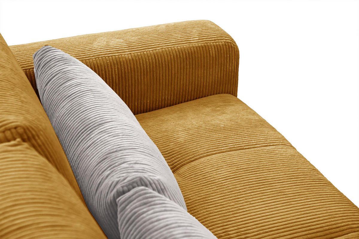 SOFA OLI 3-Sitzer, safran - Gelb, Holz/Textil (208/91/108cm) - Courtois Laville