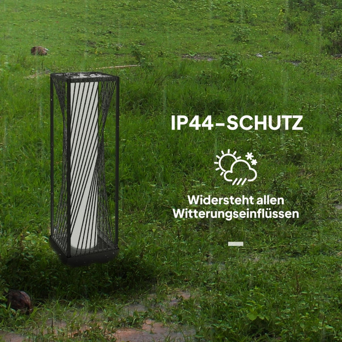 STEHLEUCHTE 22/22/77 cm Grau mit Lichtsensor 25 LED Solarlampen - Grau, Metall (22/22/77cm) - Oxeza
