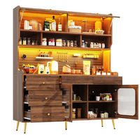 BUFFET 145/39/171 cm walnuss aus MDF und Glas mit LED - Walnussfarben, Holzwerkstoff (145/171/39cm) - OKWISH