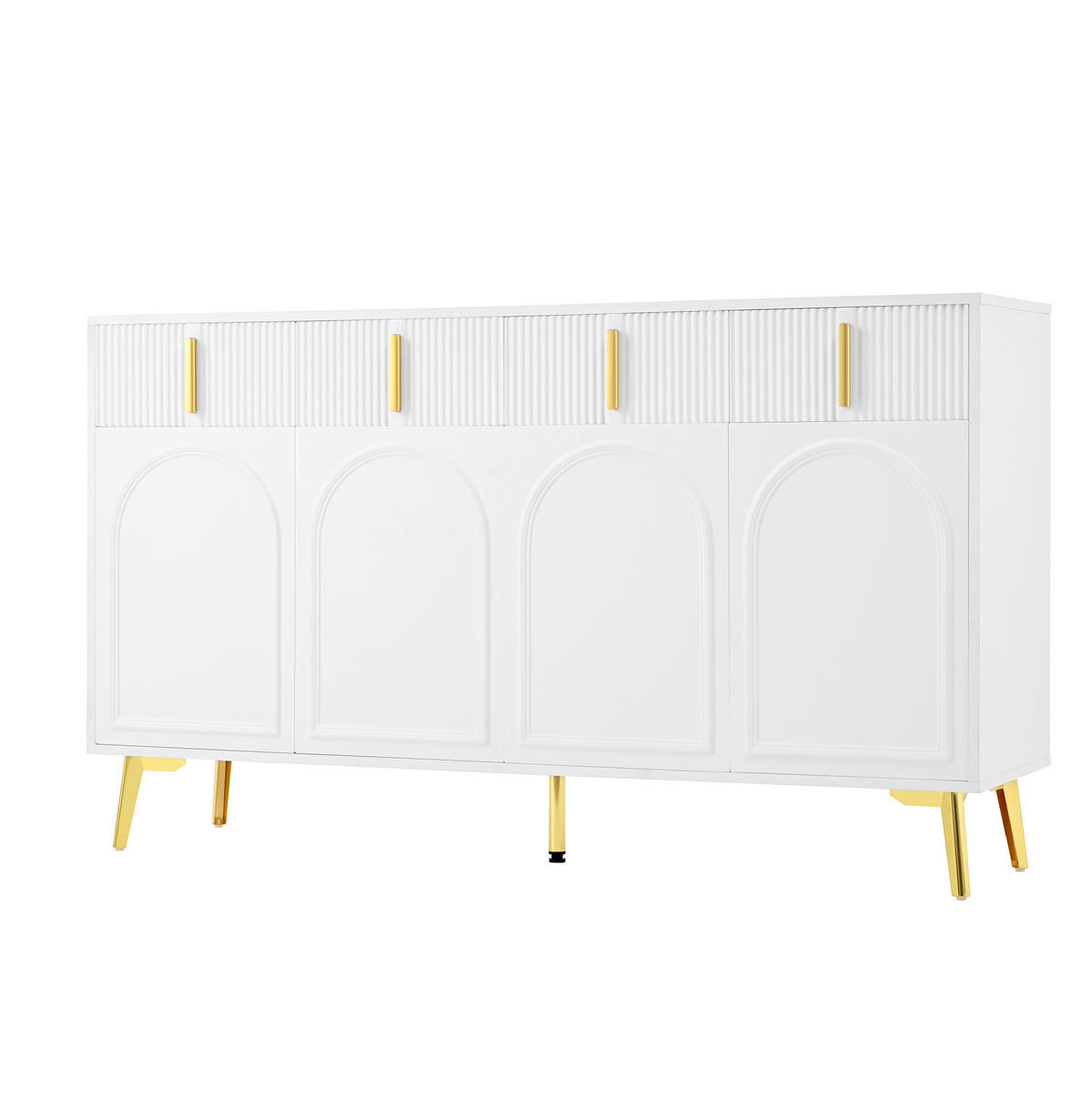 SIDEBOARD 140/38/82 cm Weiß aus MDF mit goldfarbenen Griffen und Beinen - Weiß, Holzwerkstoff (38/82/140cm) - OKMYHOME