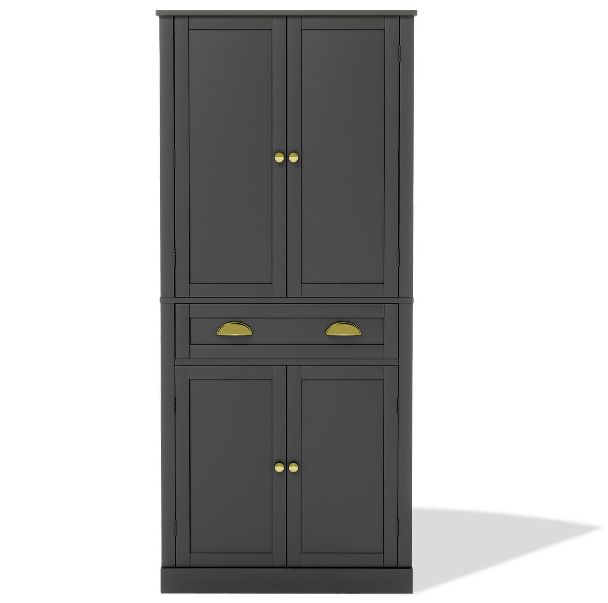 SIDEBOARD80/40/182 cm schwarz aus MDF mit viel Stauraum - Schwarz, Holzwerkstoff (80/182/40cm) - OKWISH