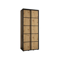 SCHWEBETÜRENSCHRANK 235,2/100/60 2-türig - Schwarz/Eiche Artisan, Holz/Metall (100/235/60cm) - Abiks Möbel