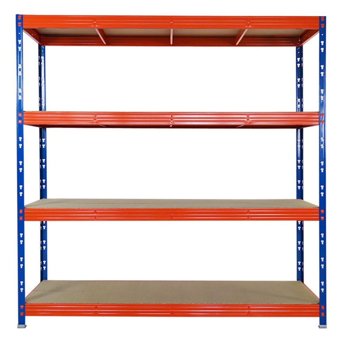 SCHWERLASTREGAL Rhino 200x200x60 cm 4 Spanplatten-Ebenen 8mm Fachlast 500 kg Blau/Orange - Blau/Orange, Metall (200/200/60cm) - PROREGAL