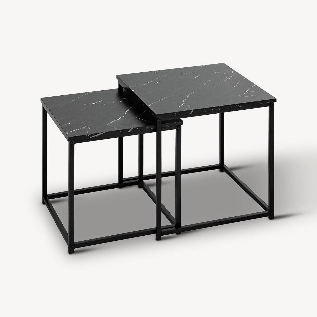 BEISTELLTISCHE Jones 2er-Set - Schwarz, Metall (37.5/37.5/40cm) - Atmosphera Createur d´interieur