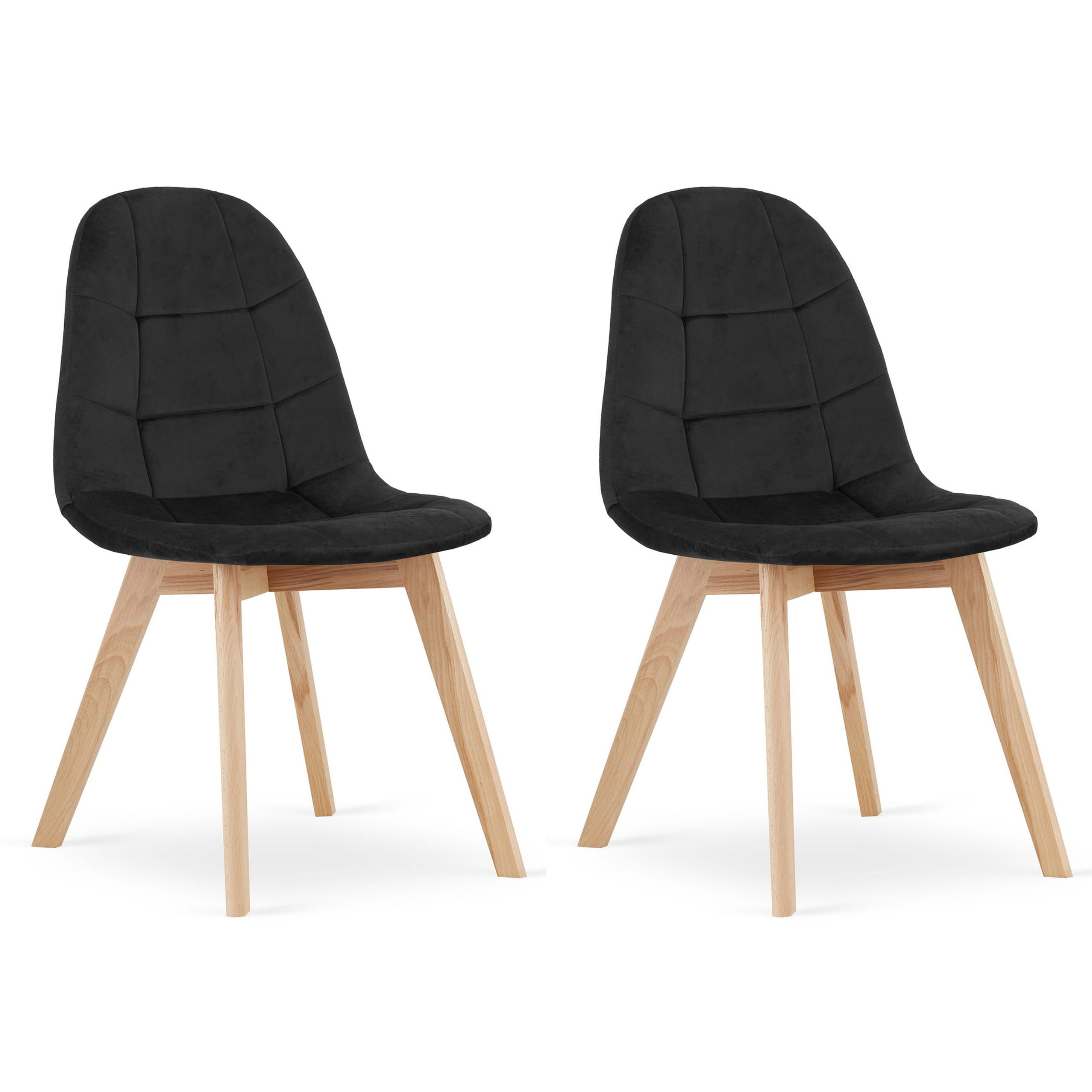 STUHL SORANO 2-er Set, Schwarz, mit Samtstoff gepolstert - Schwarz, Holz/Textil (45/82/54cm) - Komodee