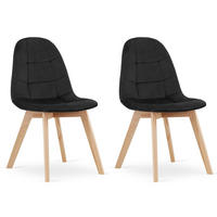 STUHL SORANO 2-er Set, Schwarz, mit Samtstoff gepolstert - Schwarz, Holz/Textil (45/82/54cm) - Komodee