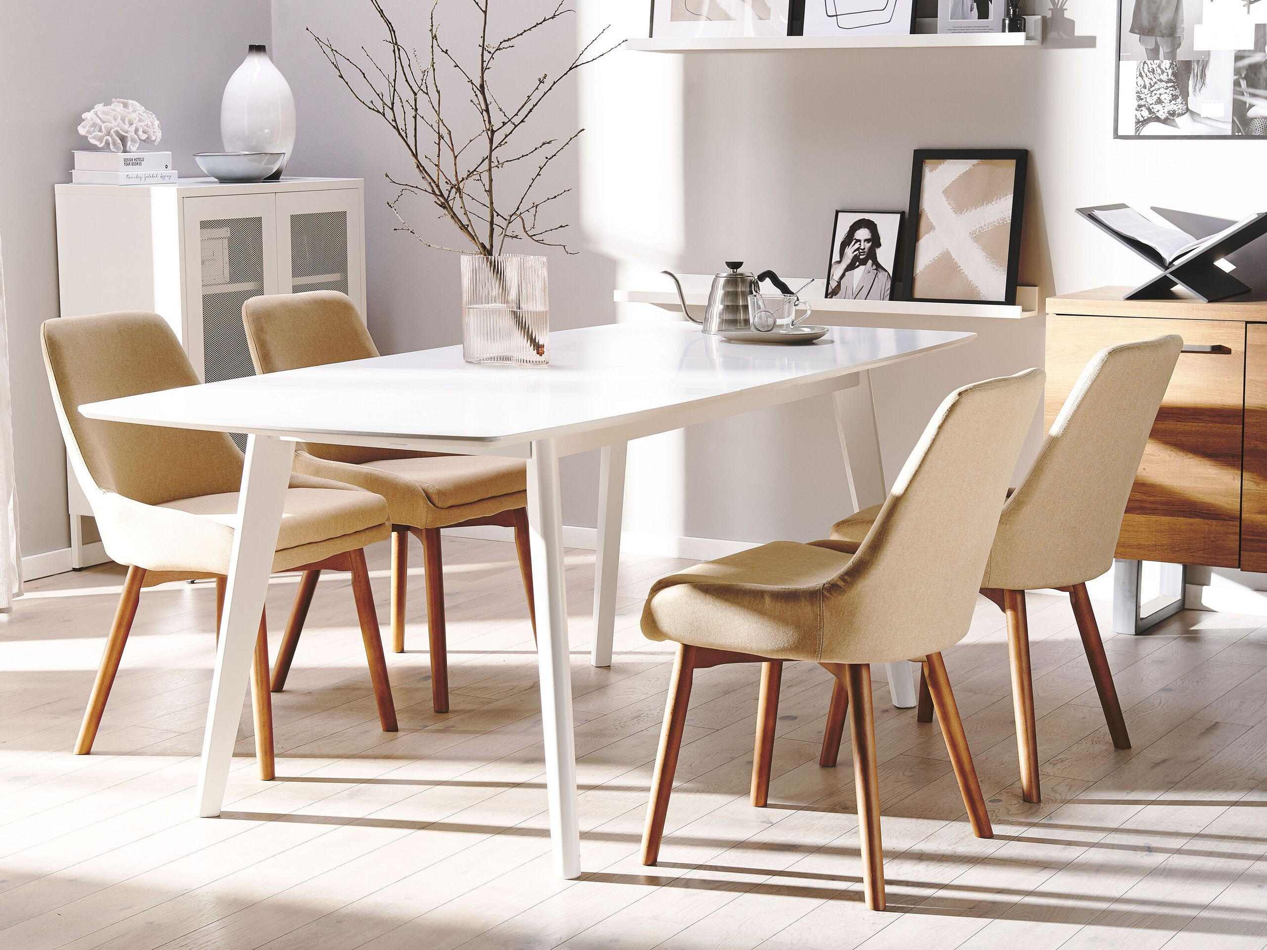 ESSZIMMERSTUHL 2er-Set Polsterbezug Beige Melfort - Beige, Holz/Textil (49/82/58cm) - Beliani