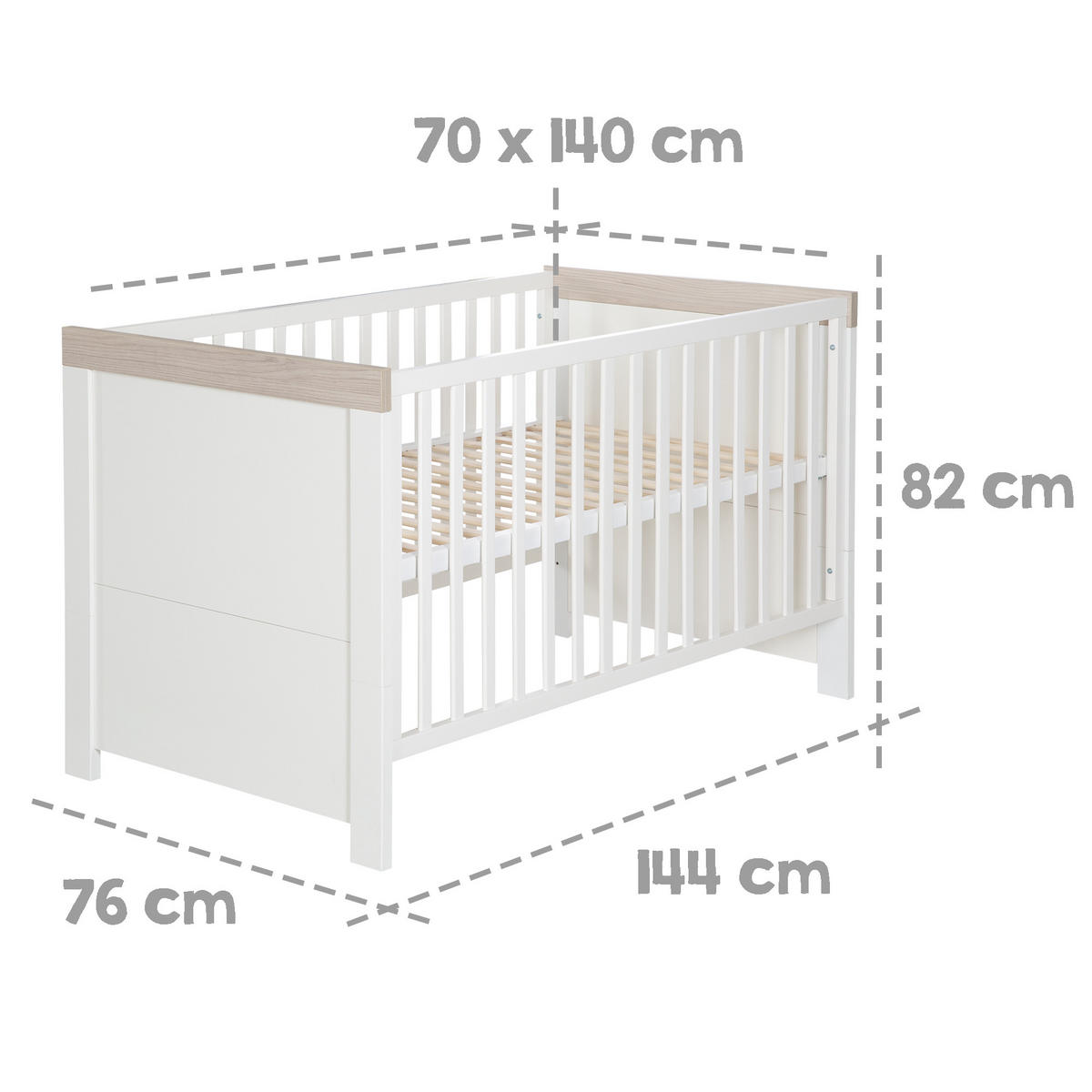 BABYZIMMER-SET Lucy, 3-teilig - Weiß, Holzwerkstoff (76/82/144cm) - Roba