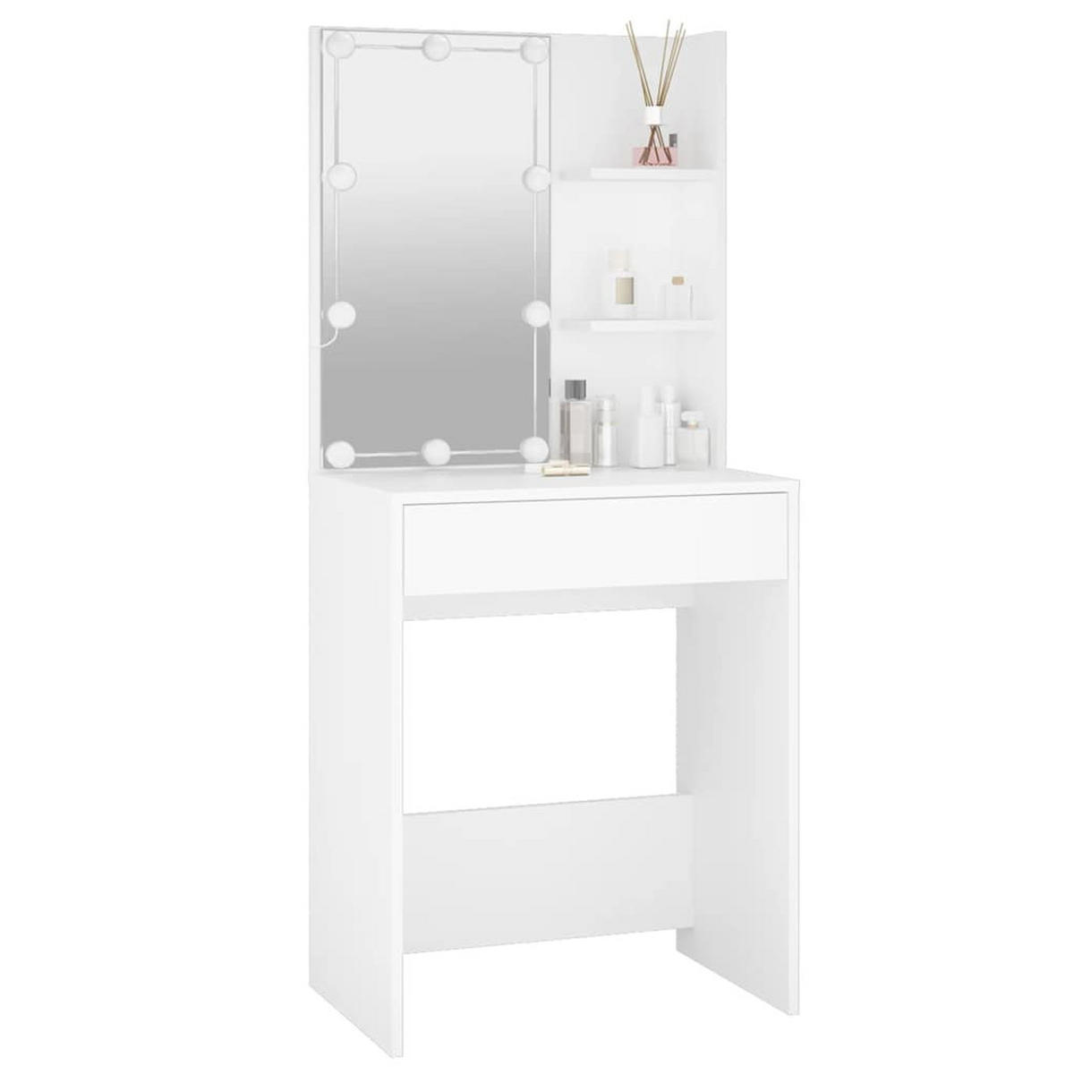 SCHMINKTISCH Mit Led Weiss 60/40/140 Cm - Weiß, Holzwerkstoff (40/140/60cm) - vidaXL