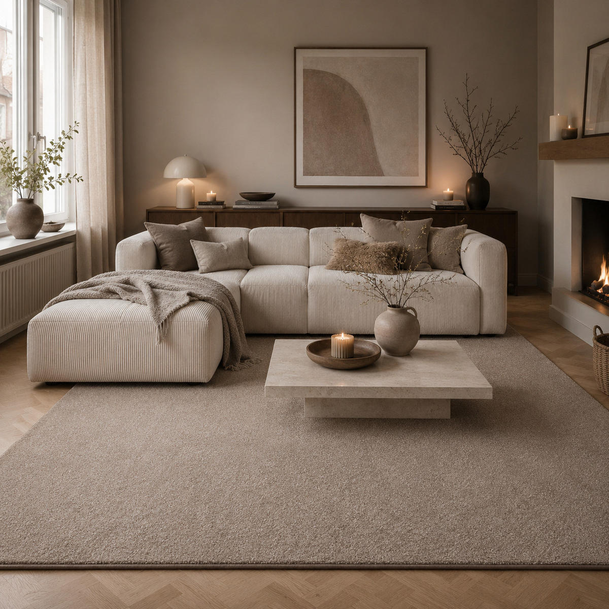 HOCHFLOR VELOURS TEPPICH LUNA - Taupe, Textil (80/240cm) - Snapstyle