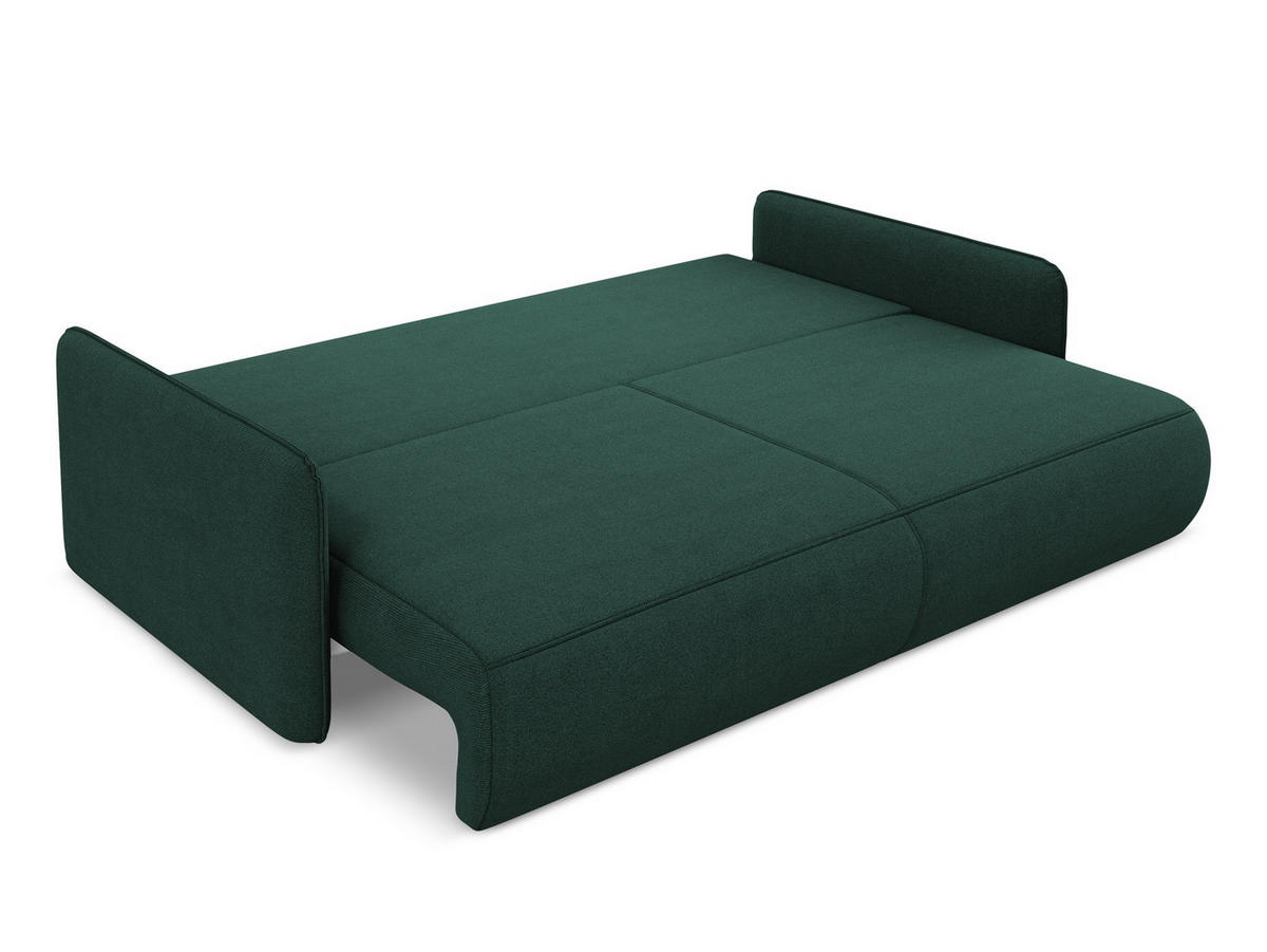3-SITZER SOFA mit Schlaffunktion Strukturstoff Stoff Grün - Dunkelgrün/Schwarz, Kunststoff/Textil (216/86/105cm) - Makamii