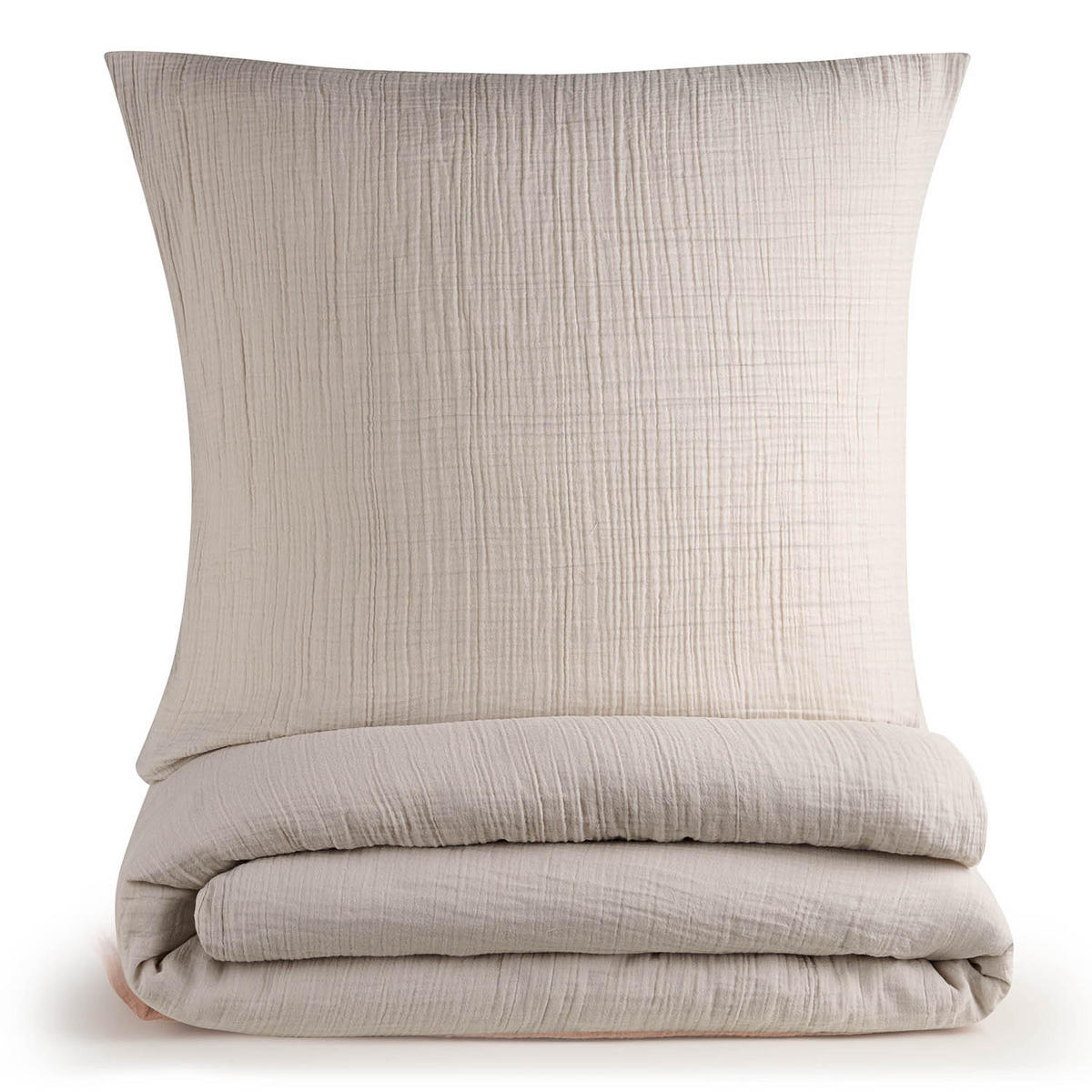 BETTWÄSCHE Musselin, 100% Baumwolle, 155/220 cm & 80/80 cm, Grau - Grau, Textil (155/220cm) - Blumtal