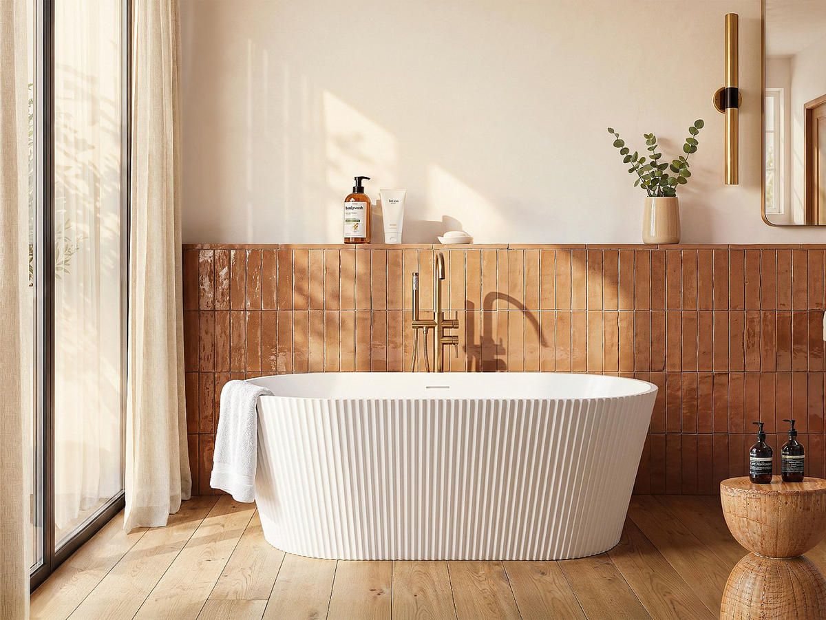 FREISTEHENDE Badewanne - 1 Person - acryl - weiß Cobiana - Weiß, Kunststoff (149.5/58/74cm) - Vente-Unique