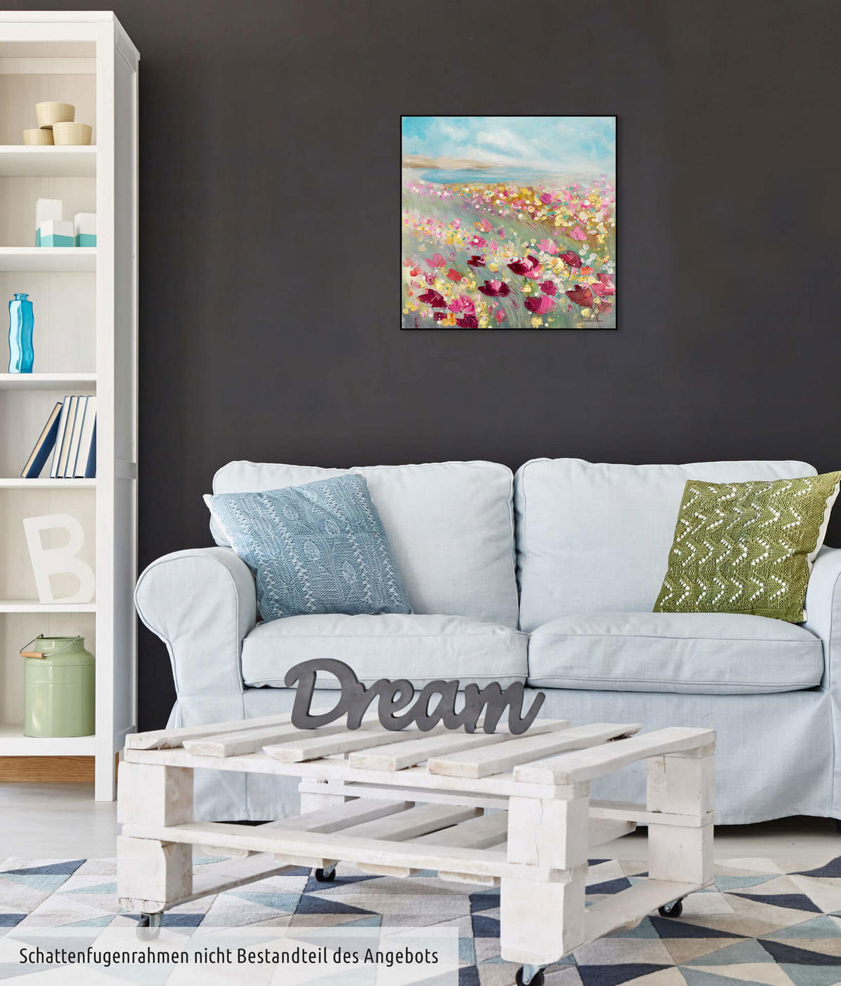 ÖLGEMÄLDE 60/60 cm - Blau/Pink, Holz/Textil (1.26/60cm) - KUNSTLOFT