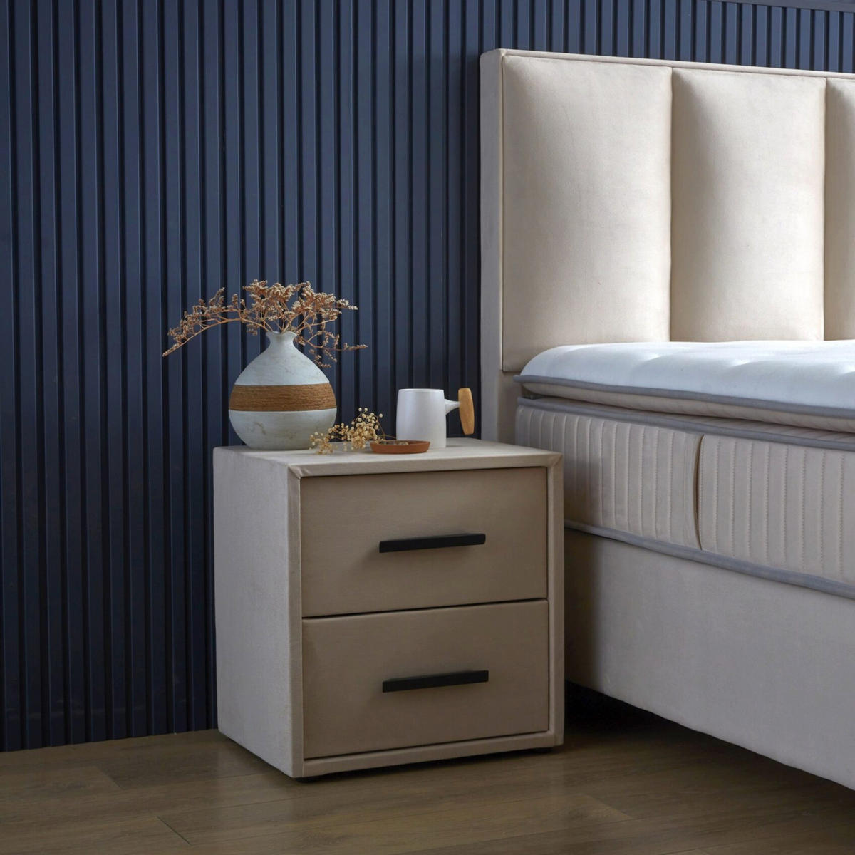 BOXBETT Shine Bett boxspringbett 120x200 mit matratze - Beige, Holz (120/200cm)