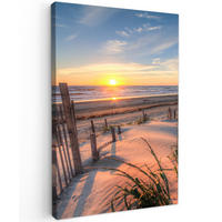 LEINWANDBILD Strand - Meer - Düne - Sonnenuntergang - Landschaft 40x60 cm - Beige, Textil (40/60cm) - MuchoWow