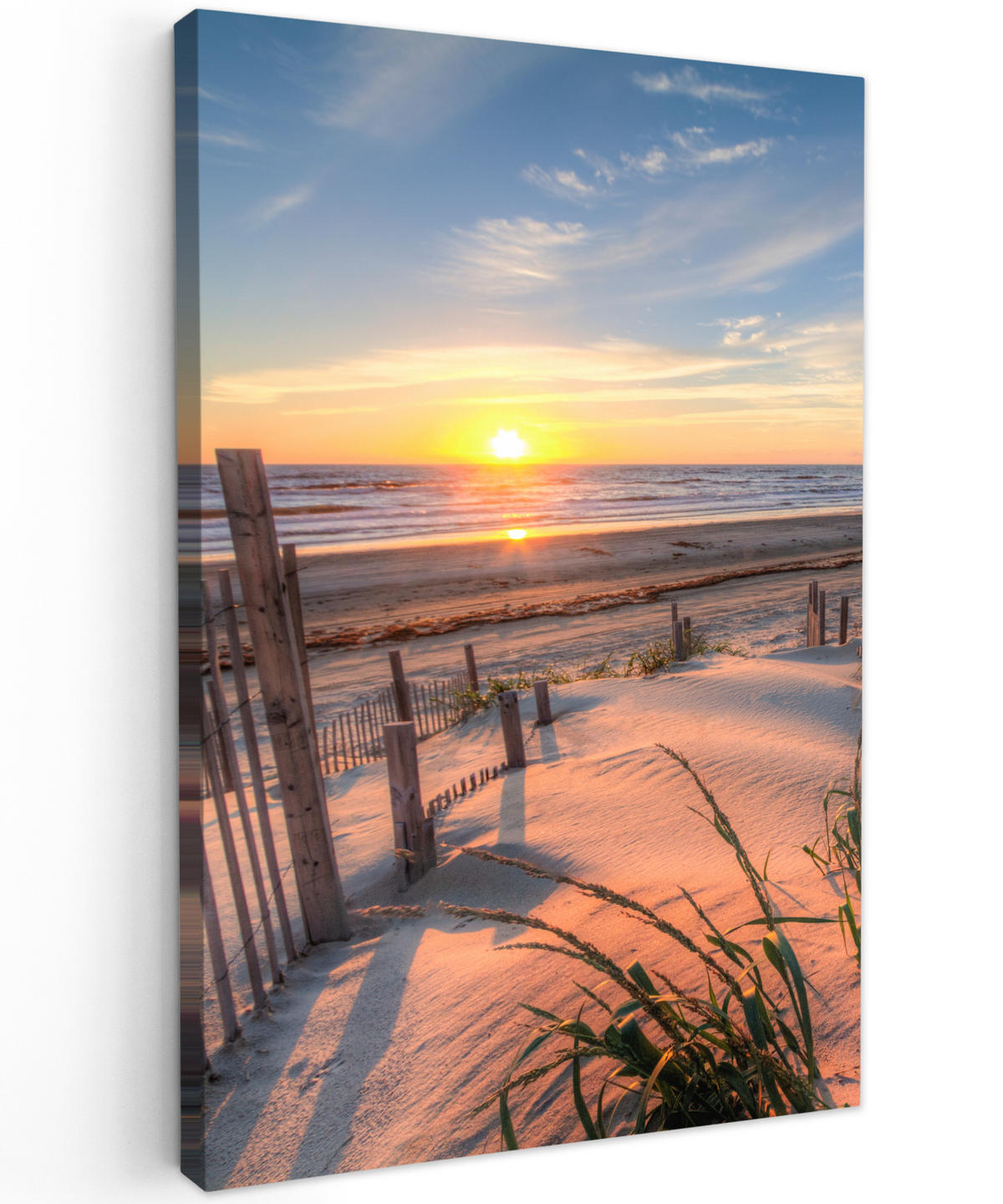 LEINWANDBILD Strand - Meer - Düne - Sonnenuntergang - Landschaft 40x60 cm - Beige, Textil (40/60cm) - MuchoWow