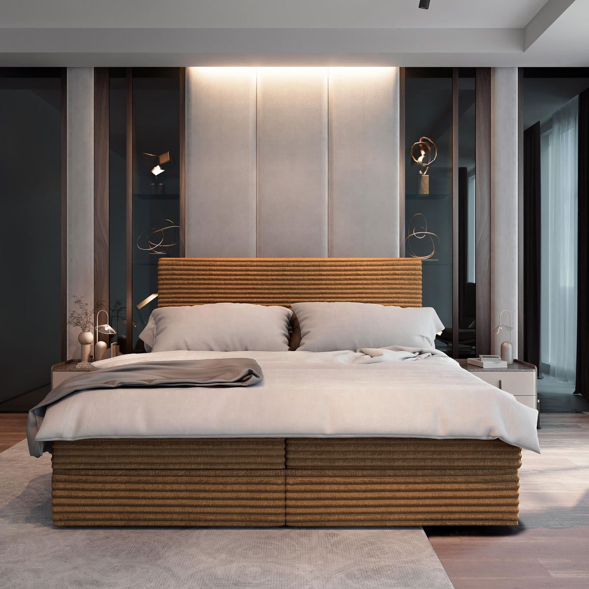 BOXBETT PISA 160x200 cm mit Matratze und Topper - Kupferfarben - Kupferfarben, Holz (160/200cm) - MASSENO