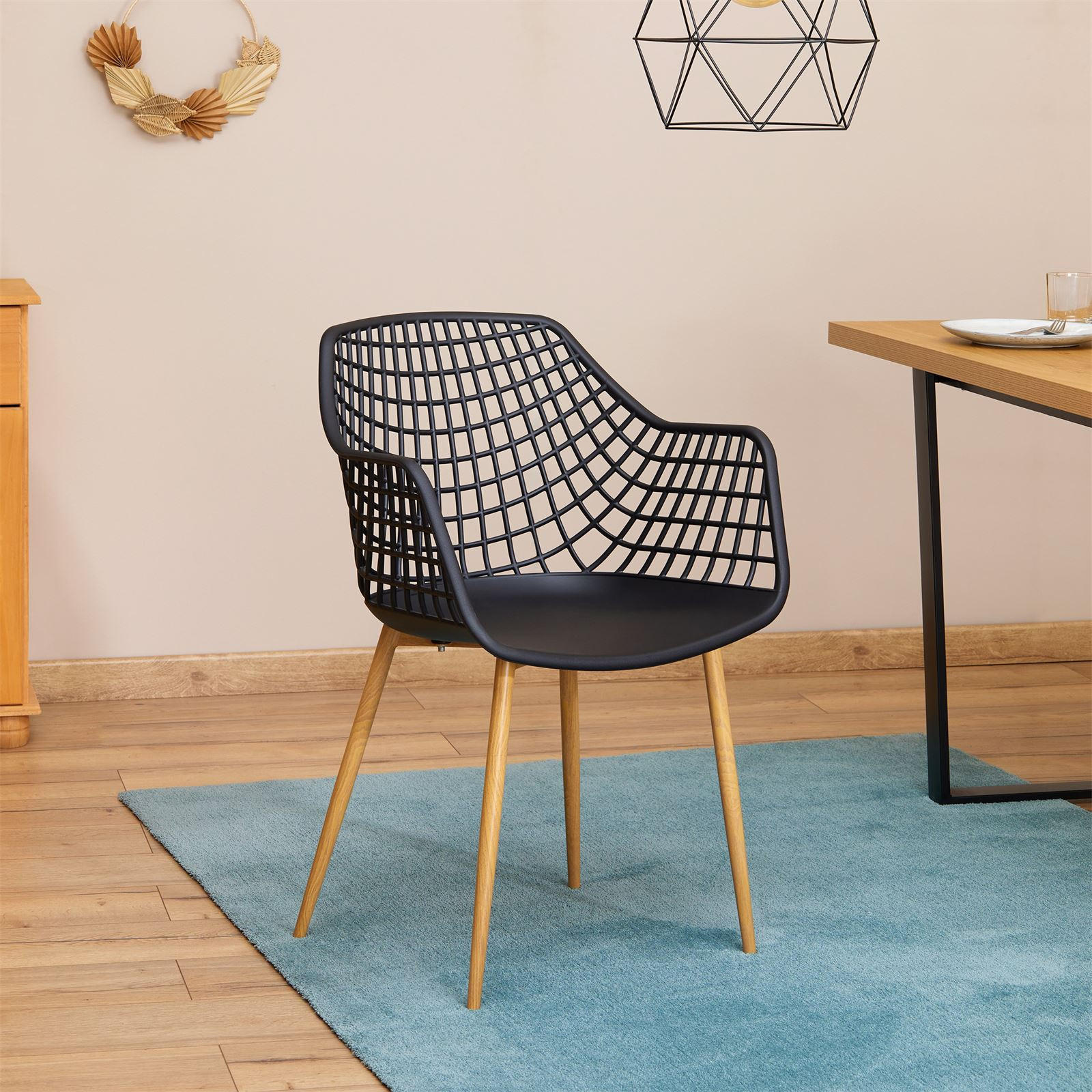 ESSZIMMERSTÜHLE LUCIA 4ER-SET - Schwarz/Sonoma Eiche, Textil (58/85/55cm) - IDIMEX