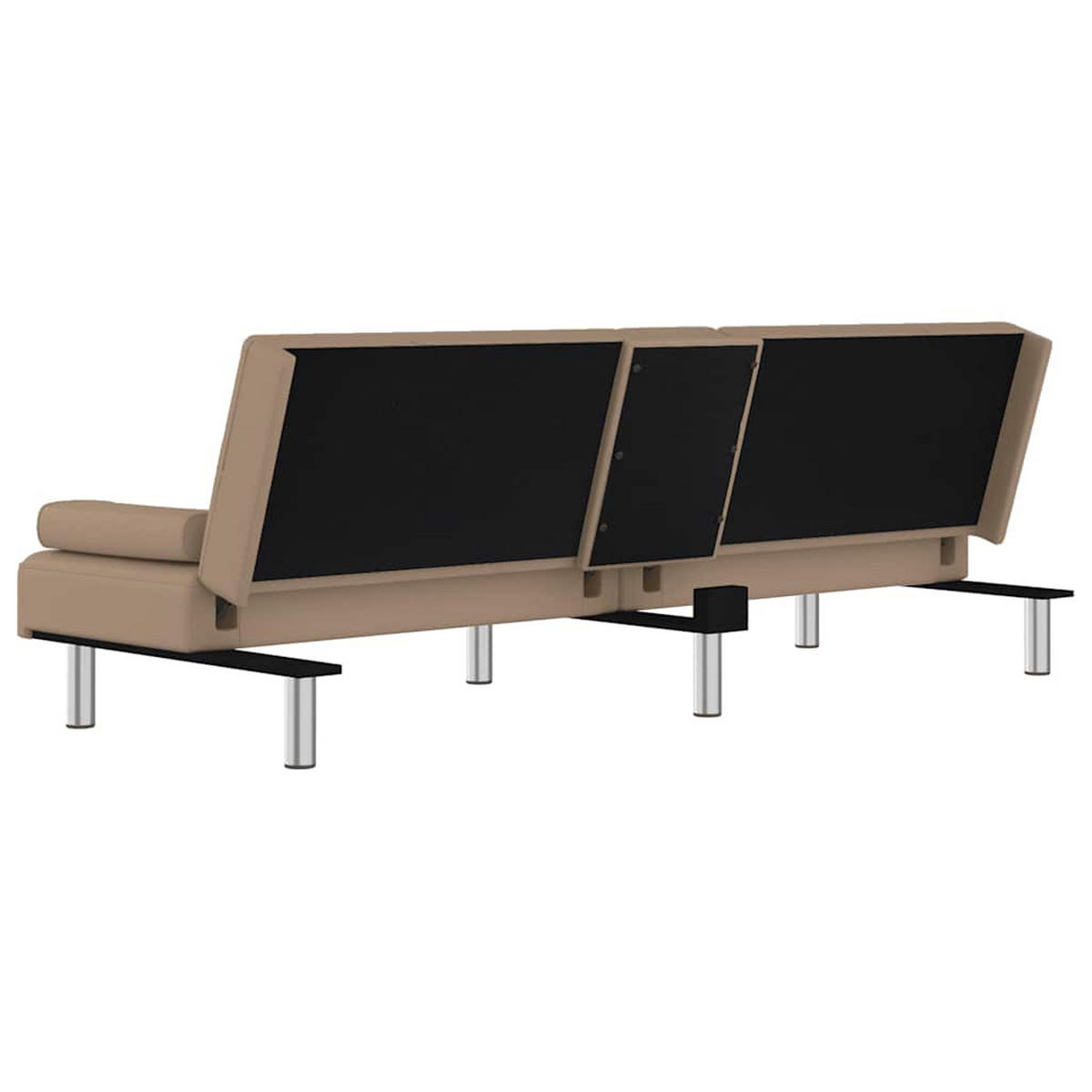 SCHLAFSOFA Mit Getränkehaltern Cappuccino Kunstleder - Braun, Leder (200/70/89cm) - vidaXL