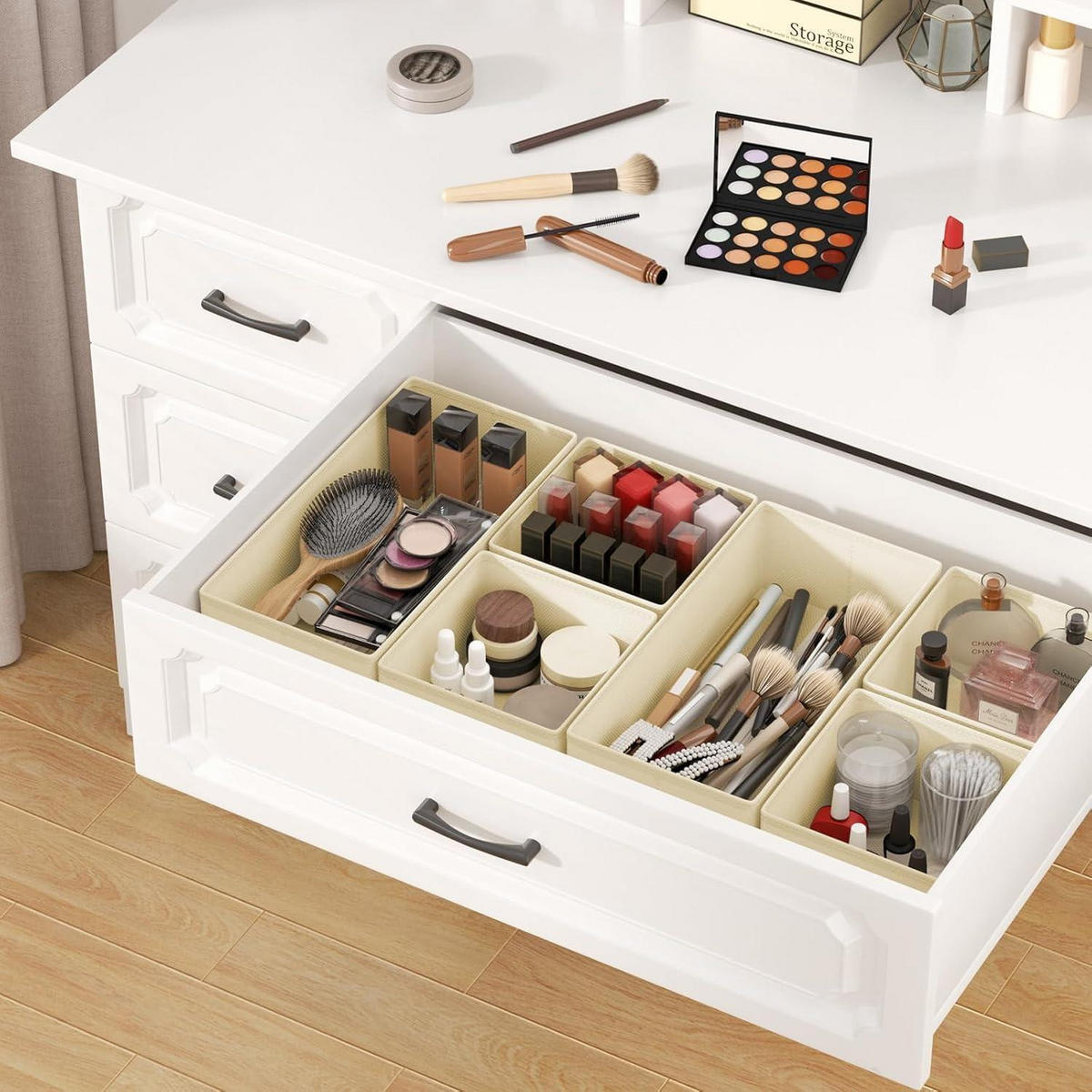SCHUBLADEN Organizer 8-teiliges Set Beige - Beige, Textil (30/9/30cm)