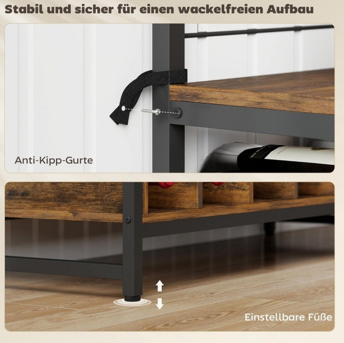 BUFFET 96,5 cm Braun aus Holz mit Weinregal - Braun, Holz (38/165/96.5cm) - OKMYHOME