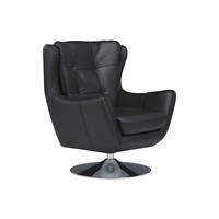 DREHSESSEL - Leder - Schwarz - ANABA - Schwarz, Leder (82/95/81cm) - Vente-Unique