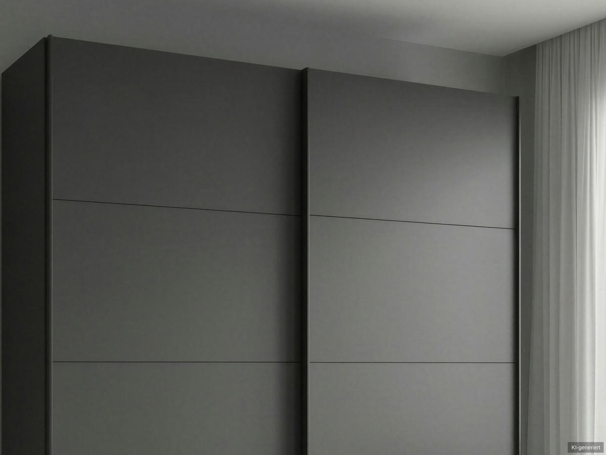 SCHWEBETÜRENSCHRANK 2-türig B179/H198/T65 cm, Kleiderschrank in Grafit mit sichtbaren Schubkästen / 22693 - Schwarz/Graphitfarben, Holz/Holzwerkstoff (179/198/65cm) - luma-home