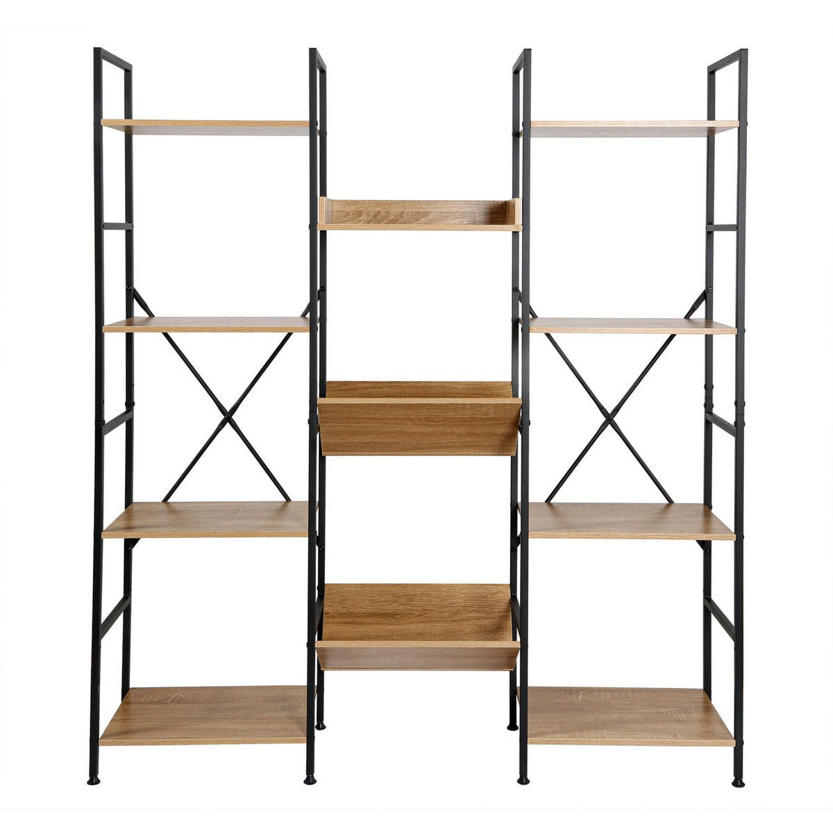 REGAL 11 Ebenen Industrial-Stil - L125 x H150 cm - Eschefarben, Holzwerkstoff (27/150/125cm) - Calicosy