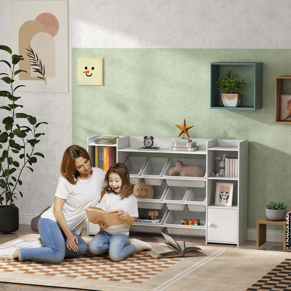 KINDERREGAL - Weiß, Holzwerkstoff/Metall (30/90/140cm) - AIYAPLAY