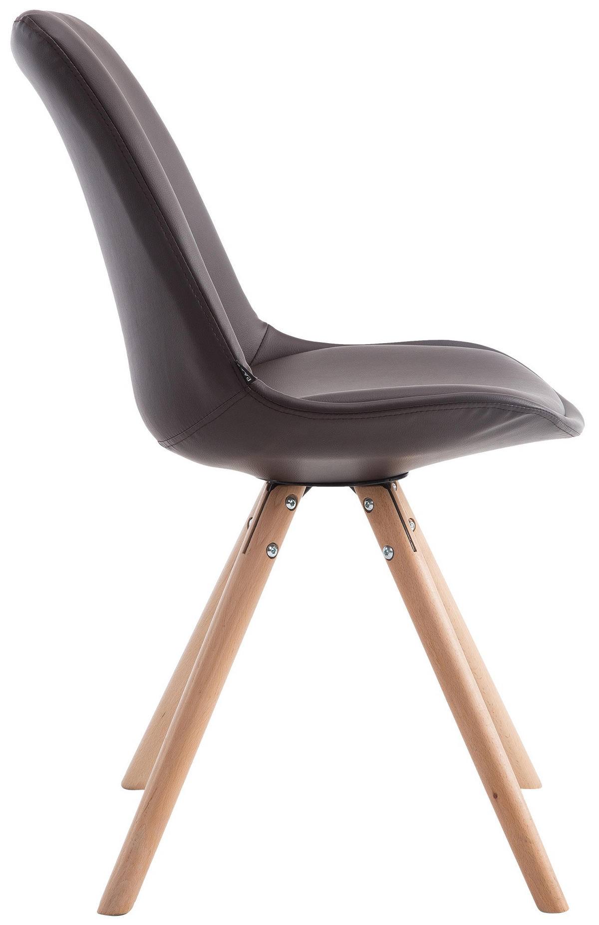 STUHL Lederlook braun - Eukalyptusholzfarben/Braun, Holz/Textil (48/84/56cm) - CLP