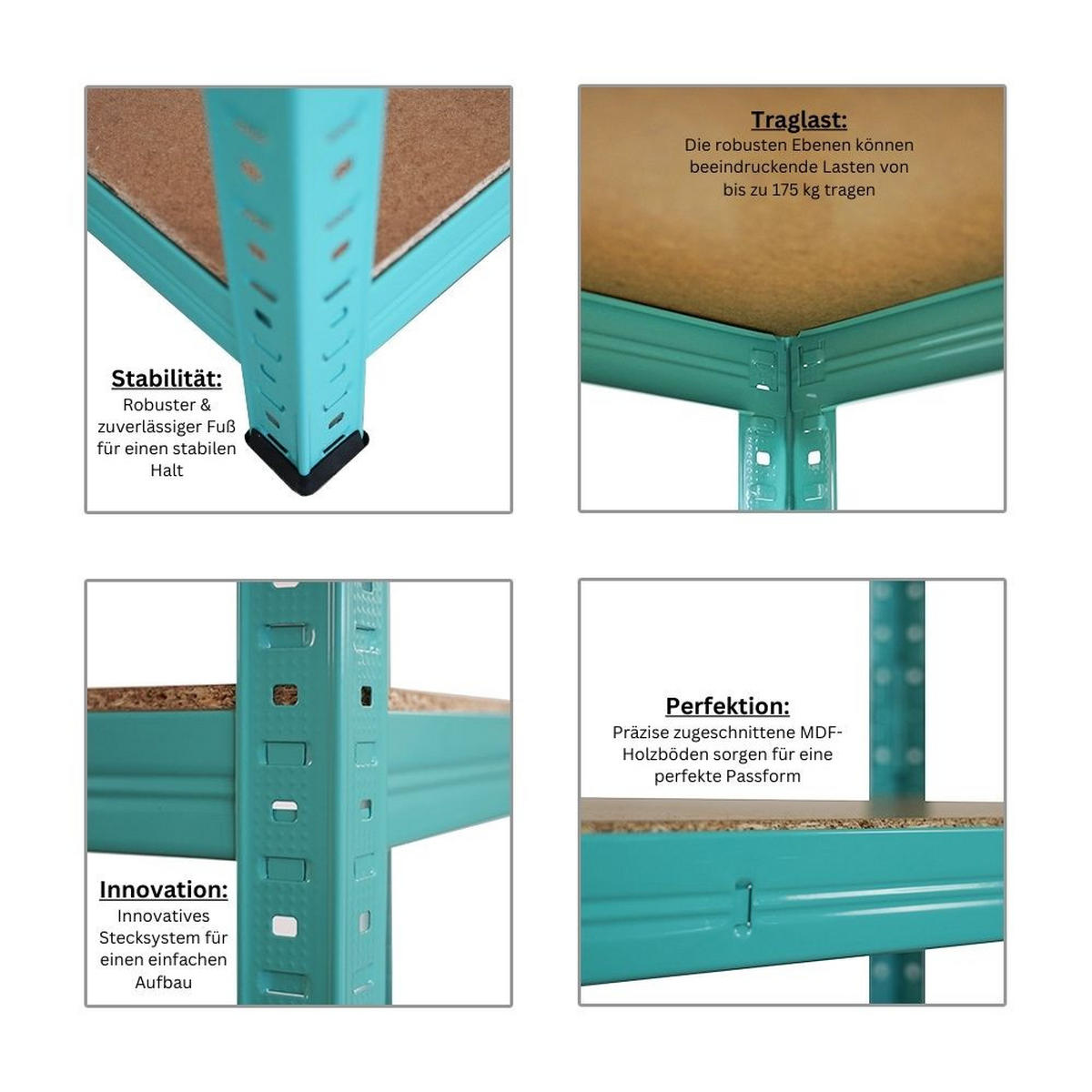 SCHWERLASTREGAL 2er GREEN HULK Set, HxBxT 180x90x40cm, Fachlast 175kg, 5 Ebenen, Grün - Grün, Metall (180/180/40cm) - PROREGAL