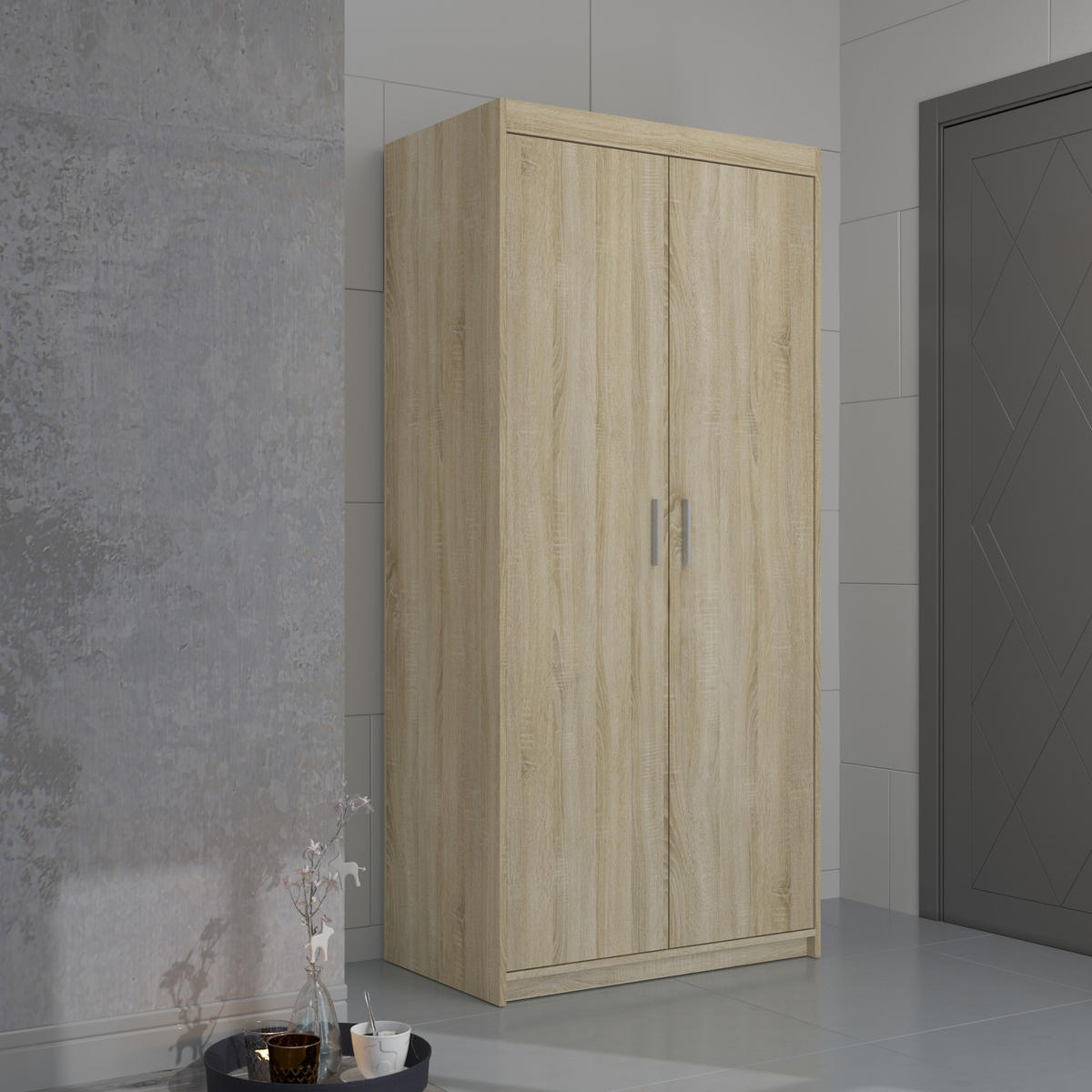 DREHTÜRENSCHRANK ELENORA 89,7/190,5/53cm 2-türig Sonoma Eiche - Sonoma Eiche, Holzwerkstoff (89.7/190.5/53cm) - MASSENO