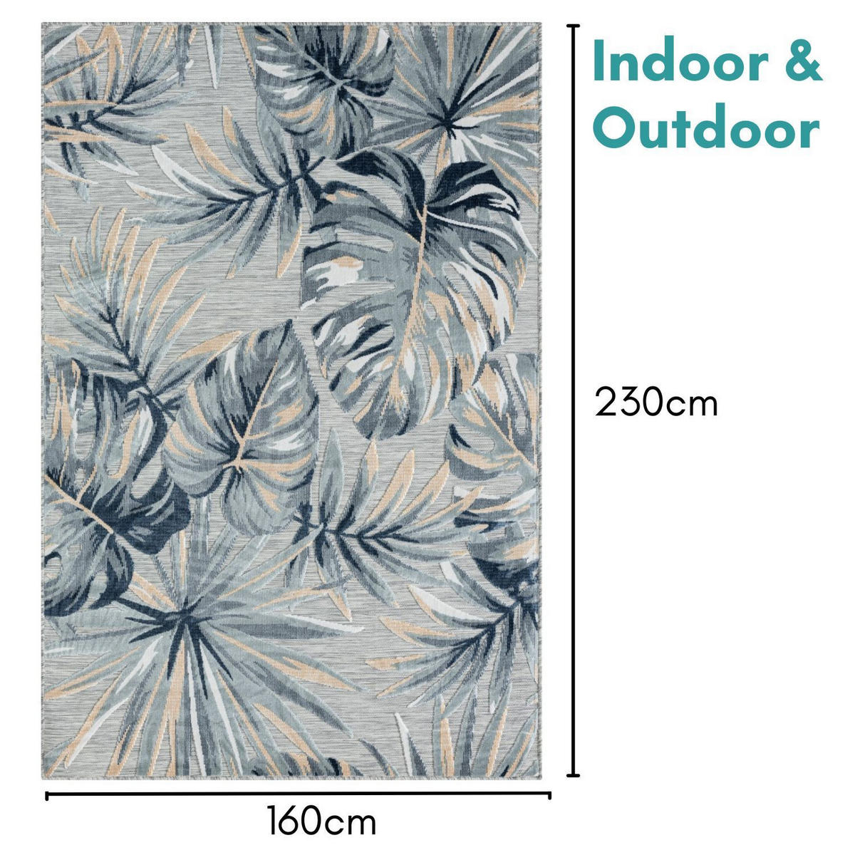 OUTDOORTEPPICH Holly Blaugrau,Silberfarben,Beige 160/230 cm - Blaugrau, Textil (160/230cm) - My-Rug