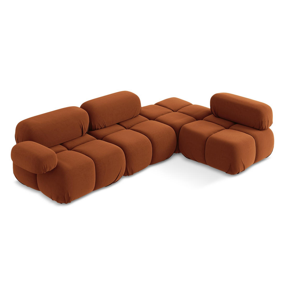 ECKSOFA Rechts Samt Stoff Orange - Beige/Terracotta, Kunststoff/Textil (285/190cm) - LaMiaSofa