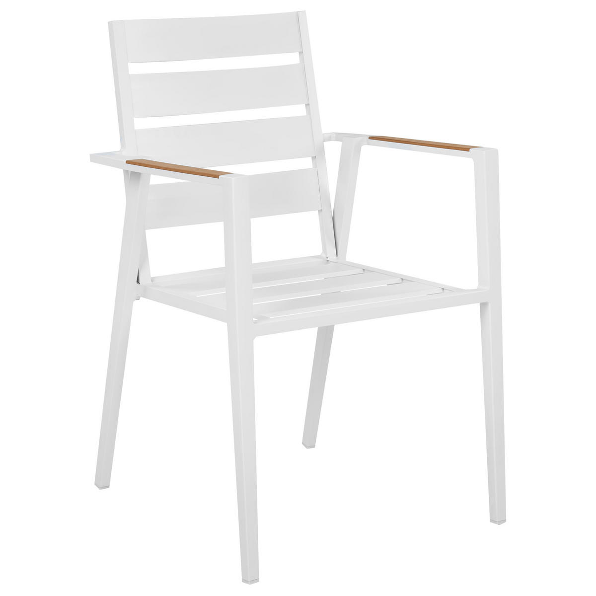 GARTENTISCH-SET 4-Sitzer Weiß Maletto/Taviano - Hellbraun/Weiß, Metall - Beliani