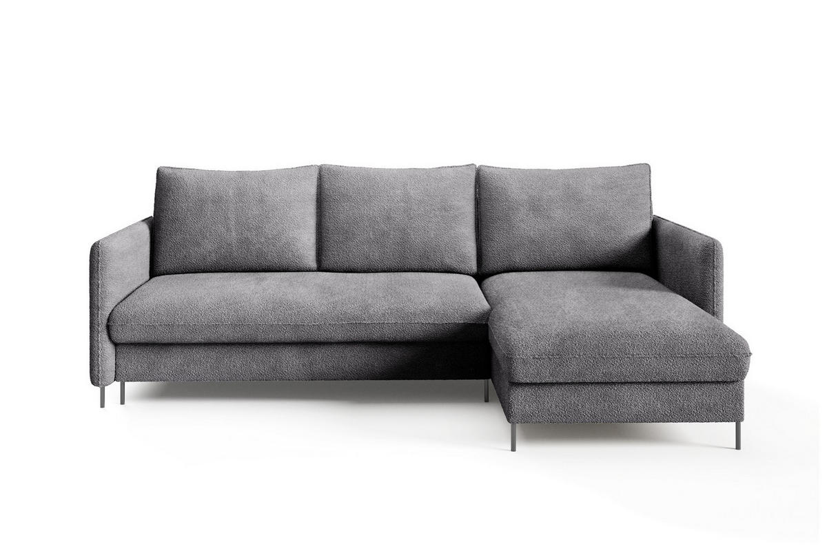 ECKSOFA Belis Boucle in Grau, Schlafsofa - Grau, Holzwerkstoff/Textil (216/165cm) - Bettso