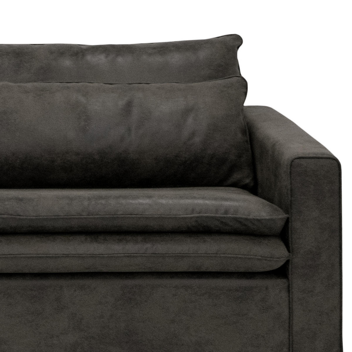 BIGSOFA - Dunkelbraun/Anthrazit, Buchenholz/Textil (240/82/104cm) - home24