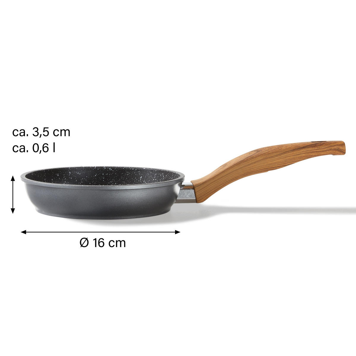 BRATPFANNE 16 cm - Grau, Metall (16cm) - Stoneline