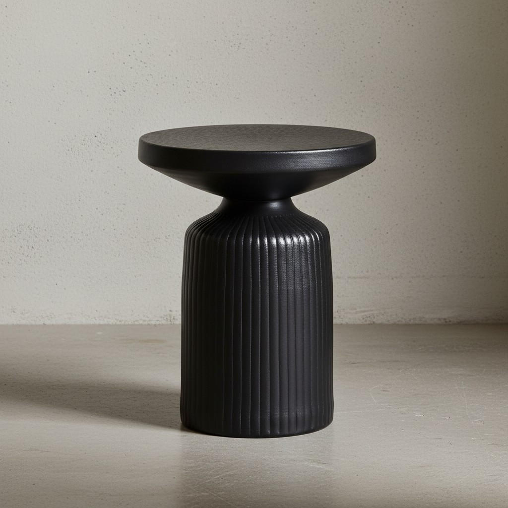 BEISTELLTISCH – Rund Schwarz 40x40x50 cm Hammerschlag Design - Schwarz, Metall (40/40/50cm) - KADIMA DESIGN