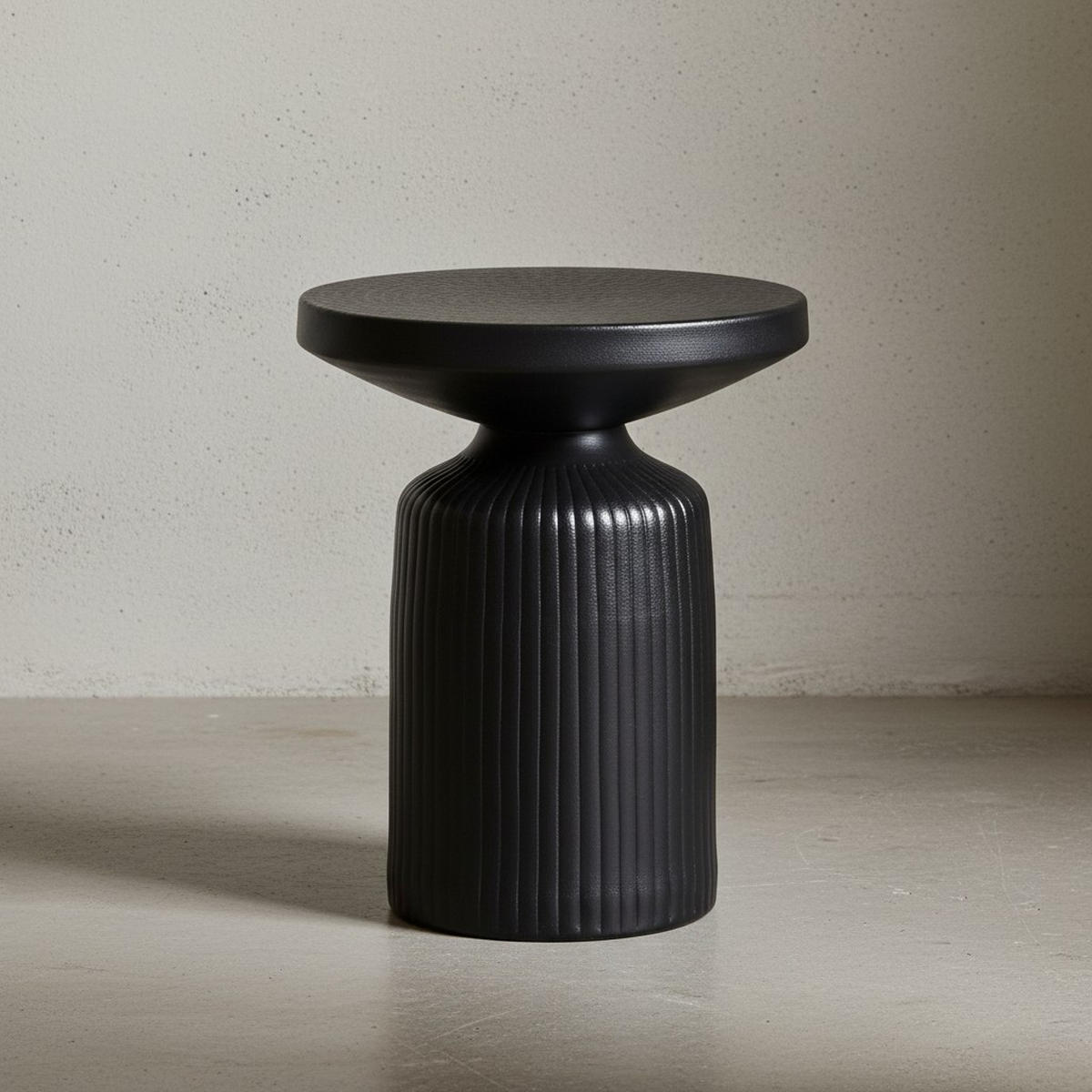 BEISTELLTISCH – Rund Schwarz 40x40x50 cm Hammerschlag Design - Schwarz, Metall (40/40/50cm) - KADIMA DESIGN