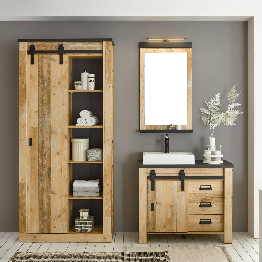 BADMÖBEL-SET 3-TLG. Shelton-61 - Braun, Holzwerkstoff (208/210/43cm) - Lomado