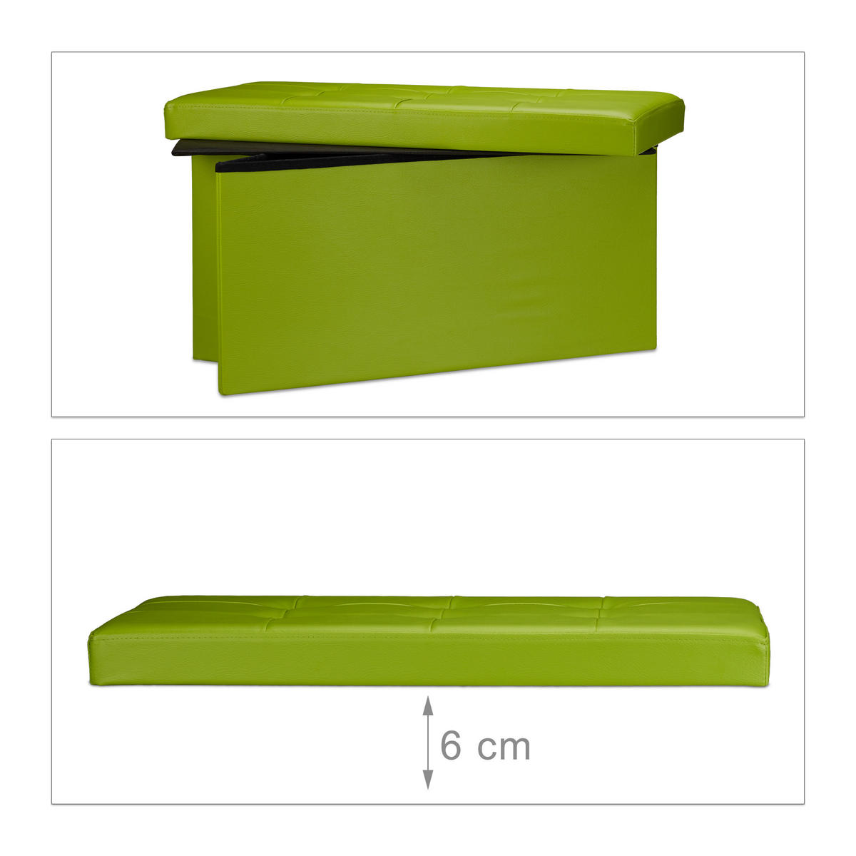 SITZBANK Stauraum - Grün, Holzwerkstoff/Kunststoff (38/38/76cm) - Relaxdays