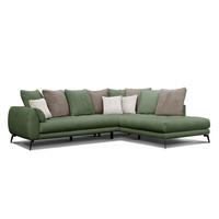 ECKSOFA CALME 5-Sitzer, olive und beige - Olivgrün, Holz/Textil (294/229cm) - Courtois Laville