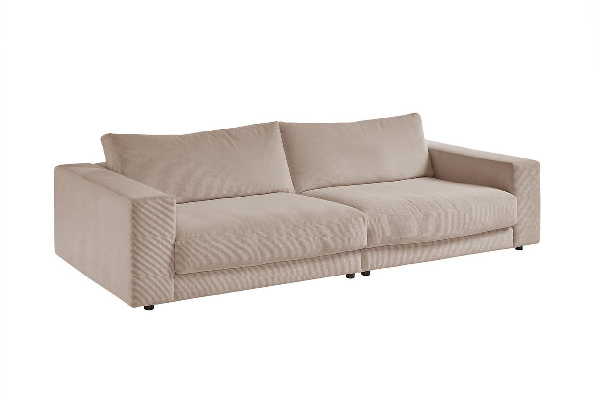 SOFA 3-SITZER MADELINE Taupe Cord - Taupe/Schwarz, Textil (290/85/127cm) - KAWOLA