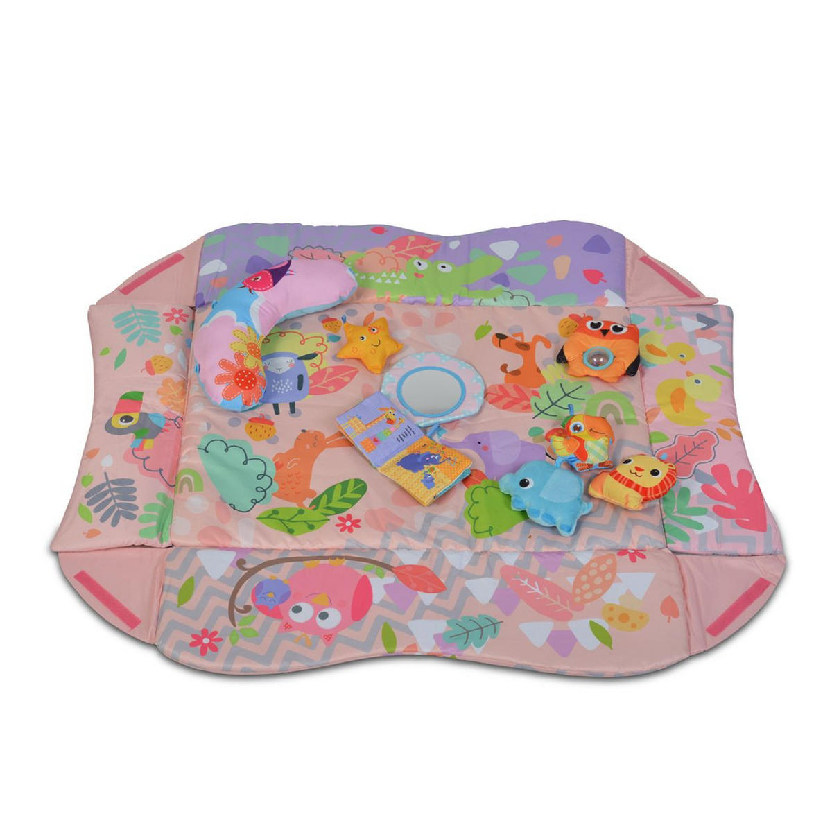 SPIELBOGEN 2 in 1 Oase pink 115 x 98 cm, Krabbeldecke, Kissen, Bällebad, abnehmbar, ab 6 Monate - Pink, Textil (98/50/115cm) - Moni