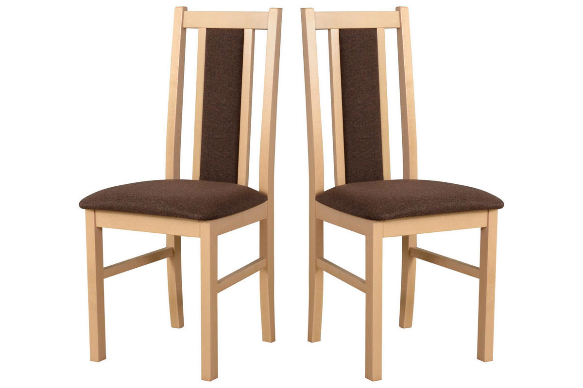 STUHL 2er Set BOS 14, sonoma - Braun/Sonoma Eiche, Holz (43/94/40cm) - Leaf Design
