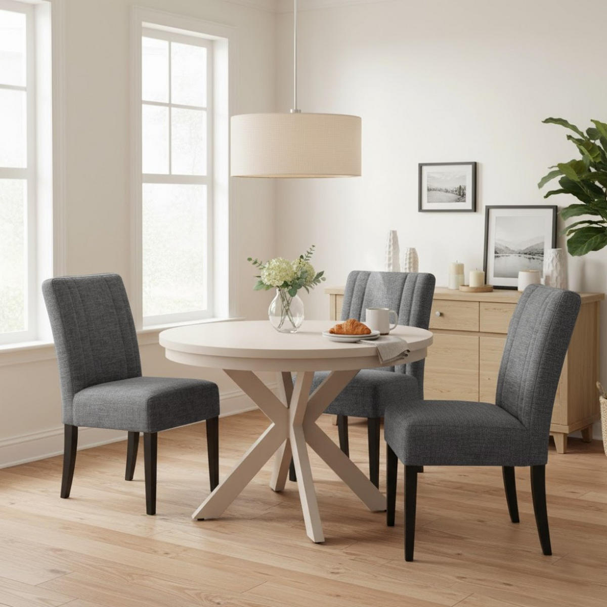 STUHL FREYA mit schwarzen Holzbeinen, Polsterstuhl, Dunkelgrau - Dunkelgrau/Schwarz, Holz (47/94/42cm) - Beautysofa