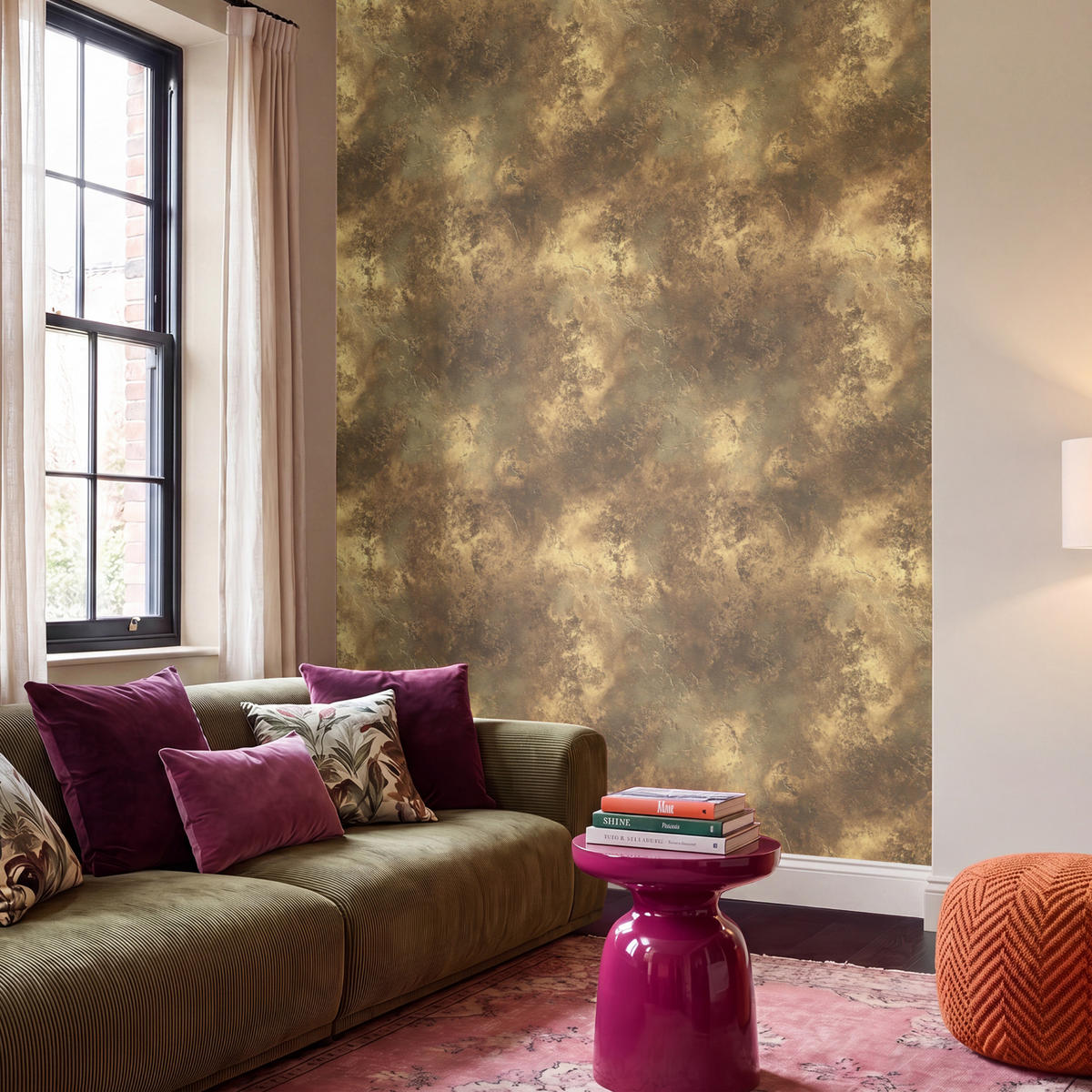TAPETE - Antik - Metallic-Look - Gold - 220x280 cm - Messingfarben, Papier (220/280cm) - OnlyWow